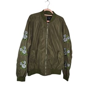Lifted Anchors Army Green Embroidered Back Straps Bomber Jacket 3xl